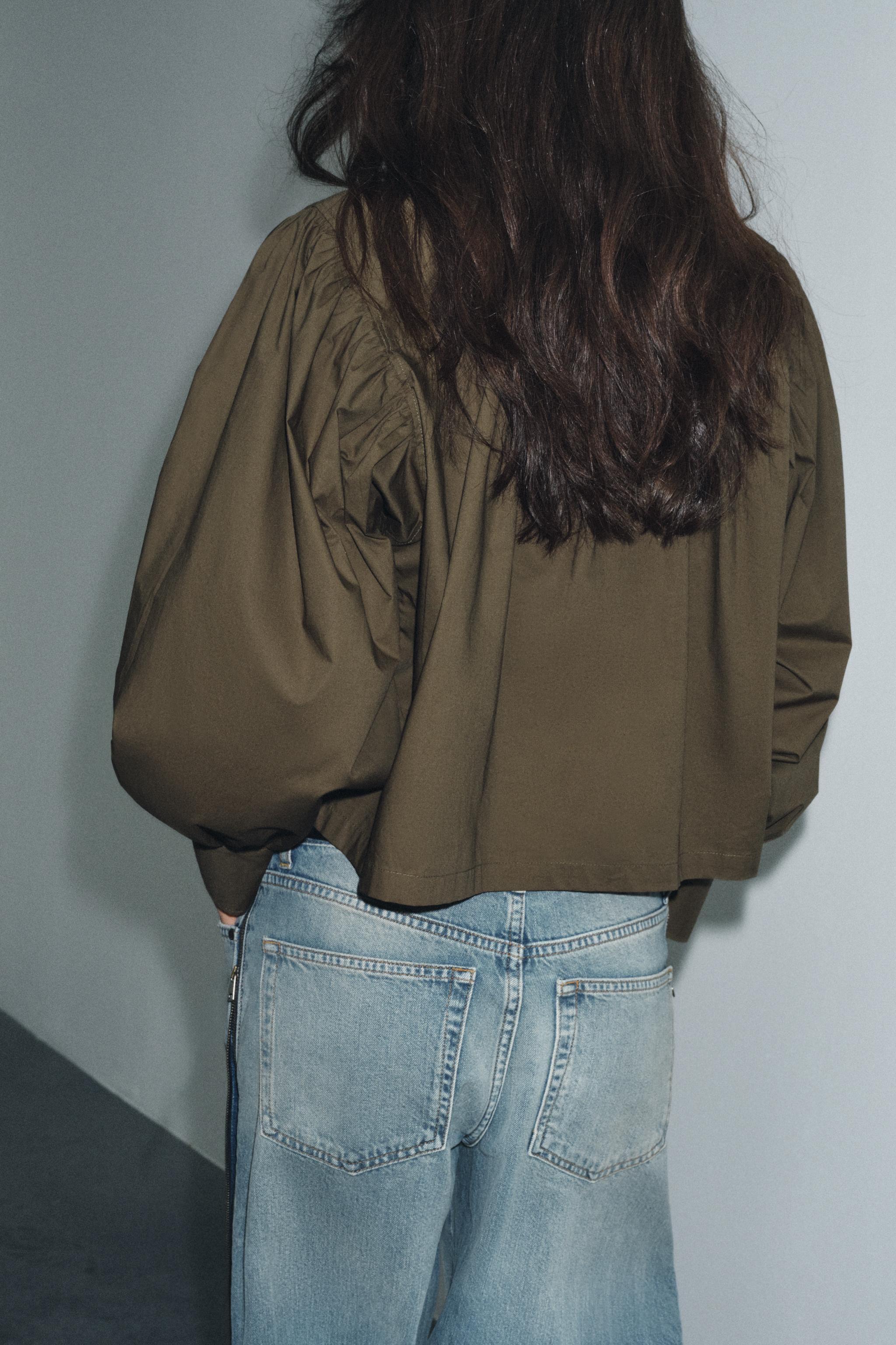 CHEMISE EN POPELINE À MANCHES BOUFFANTES ZW COLLECTION